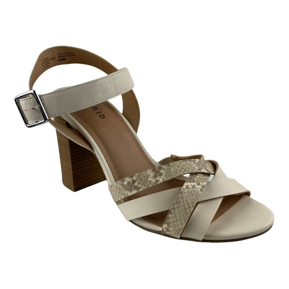 Torrid beige Faux Leather & Snakeskin Print Open Toe Block Heel US 10.5W